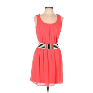 By & By Casual Dress Womens Mini Size Large Sleeveless Pleated Pink Orange